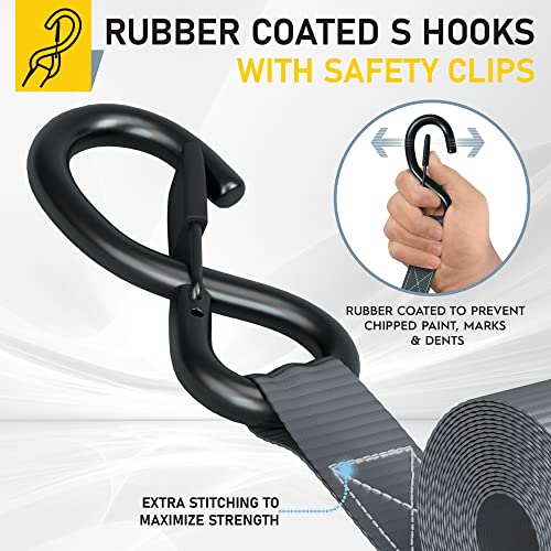 image for AUGO Ratchet Straps Heavy Duty 4 Pack -15 FT - 2200 LB Break Strength 