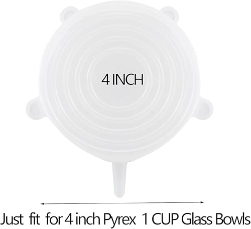 Miniatura 2 de 6 tapas de repuesto de silicona de 4 pulgadas para cuencos de vidrio Pyrex 7202-PC de 1 taza, natillas de vidrio de ancla, tapas de silicona para
