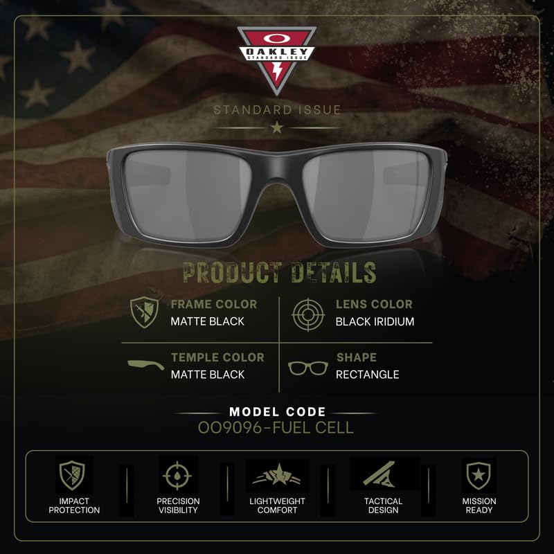 Image of Oakley Standard Issue SI FUEL CELL USA FLAG Collection Sunglasses With Kit | Military Grade Sunglasses With Official Oakley Lens Cleaning Kit