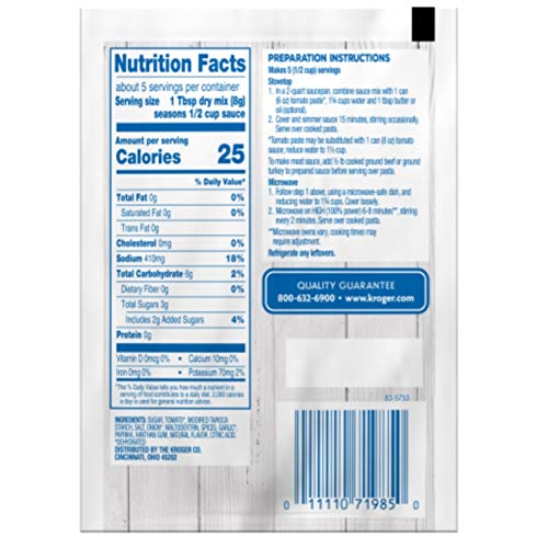 Miniatura 2 de Kroger Mezcla de salsa de espagueti gruesa y picante condimentos 1.37 onzas (paquete de 6)