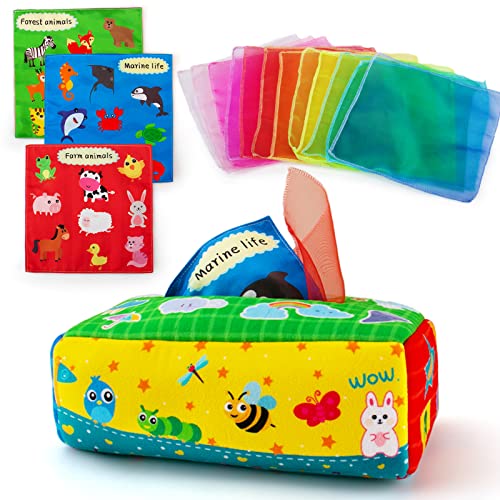 Image of teytoy My First Baby Tissue Box Toy for Babies 6-12 Months, Baby Toys 6 to 12 Months, Infant Newborn Toddlers Sensory Toys Montessori Magic Tissue Box Toy for 1 Year Old Preschool Kids Early Learning