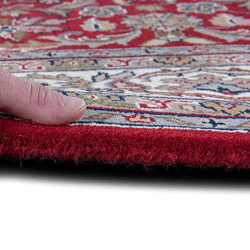 THEKO | Traditioneller Orientteppich aus 100% Schurwolle Perserteppich mit Isfahan Muster | handgeknüpft | Rot | 40x60cm – Bild 5