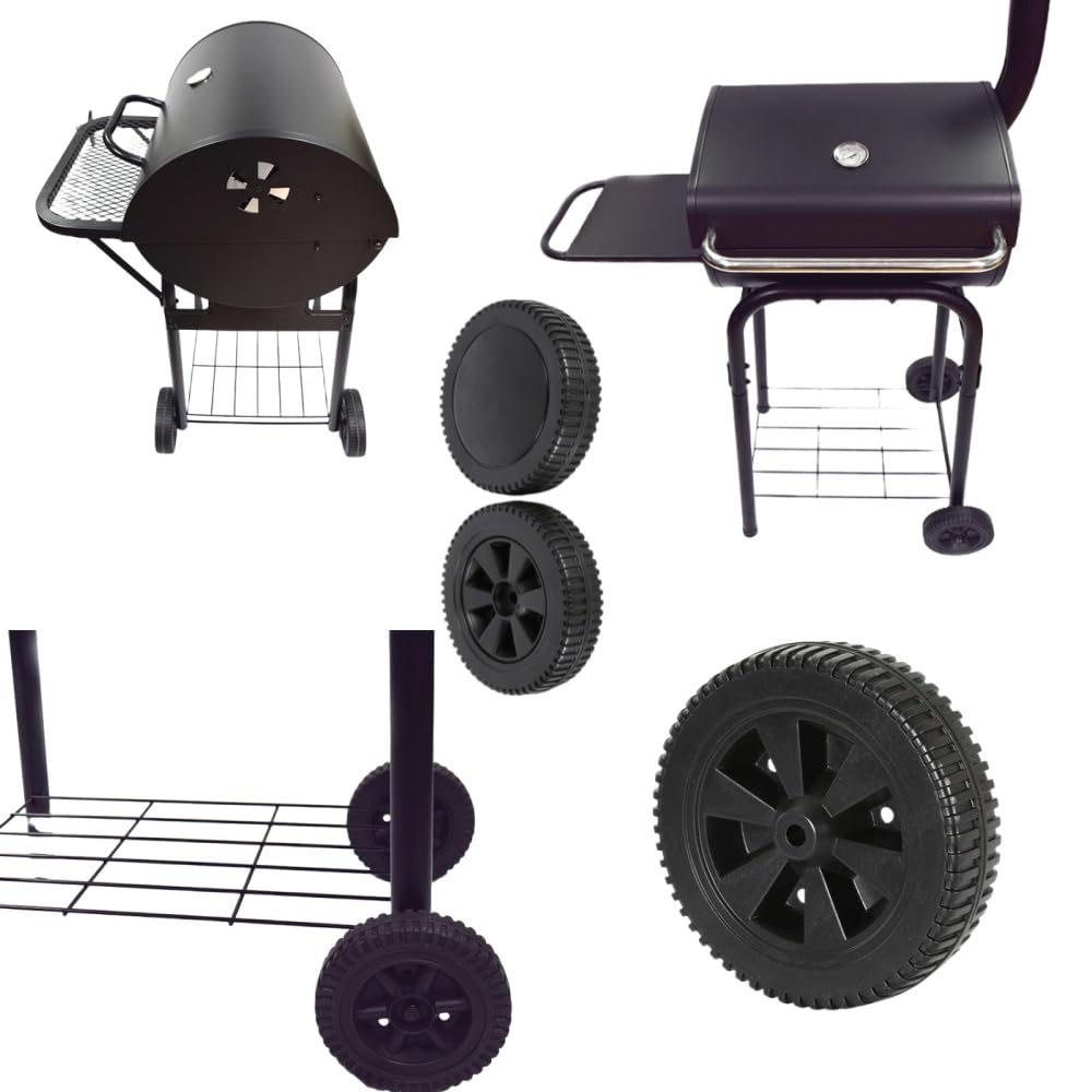 Ruota per barbecue, 7" Nero Ruote direzionali multifunzionali per barbecue Ruote per griglia da barbecue, Kit di ruote per barbecue