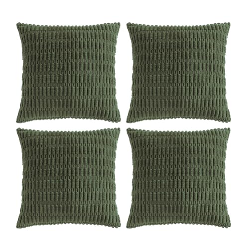 Fancy Homi 4 Packs Boho Olive Green Decorative Throw Pillow