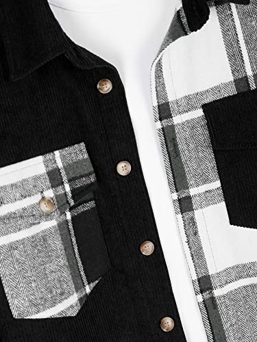 Image of ZAFUL Unisex Plaid Flannel Shirt Jacket Button Down Long Sleeve Pocket Coat Outwear | Mens Fall Clothes Lightweight Long Sleeve Button Down Flap Pocket Jacket Tops for Fall&Winter 2026