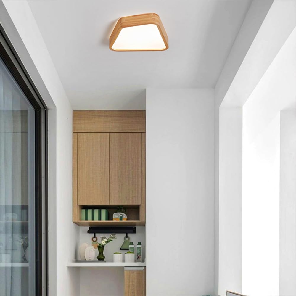 Sufitowa Led, Półpłaska, Sufitowa, Drewniana Sufitowa Do Sypialni Z Akrylowym Kloszem, Nowoczesne Minimalistyczne Lampy Sufitowe Do Kuchni, Korytarza I Pralni/35 Cm