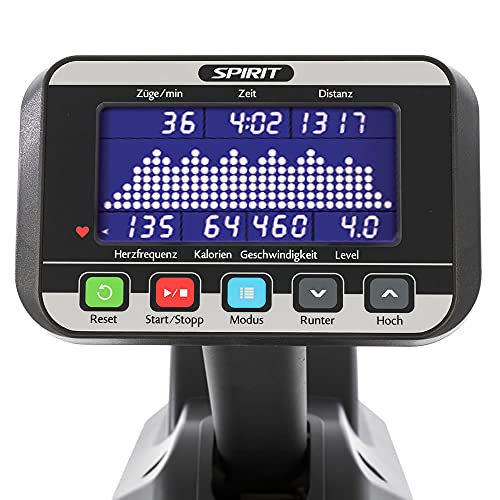 Spirit CRW800 Profi-Rudergerät für Fitnessstudios, bis 150kg belastbar, Luft-Magnetwiderstand (16 Stufen), klappbar… – Bild 4