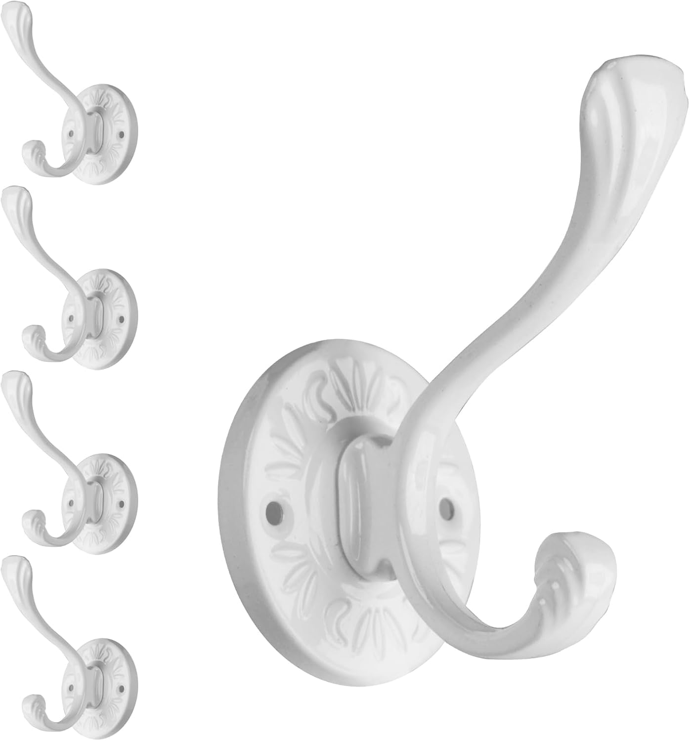 5pcs White Coat Hooks Wall Mounted Coat Hooks Farmhouse