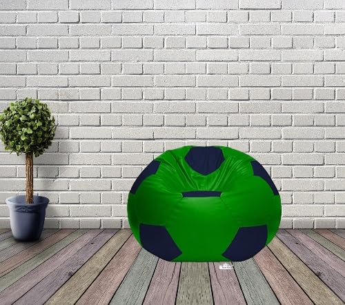 Image of RnS Rest 'n' Sleep - Bean Bag Football Chair Filled with Beans for Living Room, Bed Room for Relaxing, with 1 Year Warranty (Parrot Green /Navy Blue, XXXL)