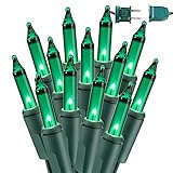 BrizLabs Green Christmas Lights, 69.6ft 300 Count Christmas Light Set, Connectable Incandescent Mini