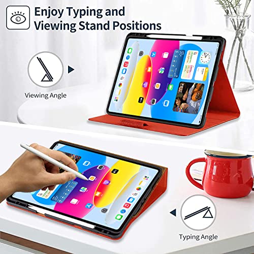 Gexmil For Ipad 10Th Generation Case 2022, Ipad 10.9 Inch Case ,Genuine Leather ,Made From Real Leather Cowhide Unique Grain Cover，With Pencil Holder,With Case Buckle #TOP3