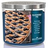 King of Candle - Blueberry Pie Candle | Large 3 Wick Highly Scented Soy Wax Candle | 14 oz + Decorat