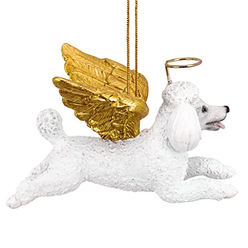 Design Toscano Christmas Tree Ornaments, Honor The Pooch White Poodle Holiday Angel Dog Ornaments - Image 3