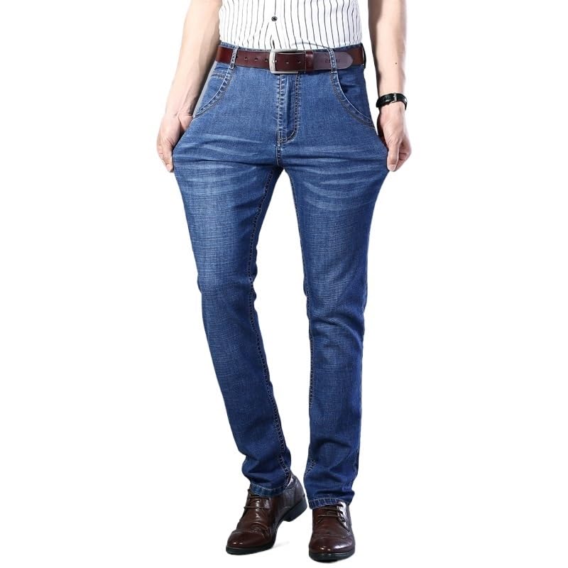 Thin Jeans Business Casual Jeans Solid Color Stretch Jeans(36)3