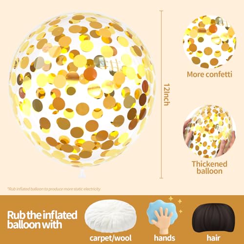 Image of Gold Confetti Balloons, 25 Pcs Thickened 12 Inch Clear Latex Balloon with Confetti Inside for Graduation Decorations Engagement Bridal Shower Party Baby Shower Birthday Party Decoration Supplies