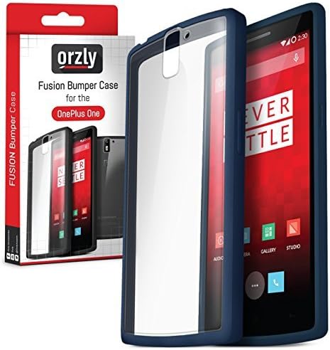 Orzly® - FUSION Bumper Case for OnePlus ONE - Protective Hard Skin TPU Phone Cover with Solid BLUE Rim and Built-In Full Transparent Back - Designed by Orzly® exclusively for use with the ONE PLUS ONE SmartPhone (Alias: Flagship Model of Smart Phone named ONE Released by ONE PLUS / New 2014 Release / Original Premier Launch Version / ONE PLUS ONE / OPO / etc.) - Fits ALL Models and Versions from 2014 Original Version and onwards - Frame Shade = MIDNIGHT BLUE