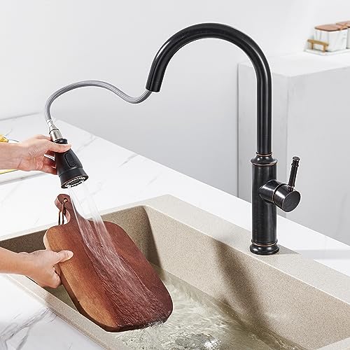 TIORIY Kitchen Sink Faucet Spray Head Replacement with 15 Adapters, Pull Down Kitchen Faucet Replacement Head, 3 Function Pull Out Kitchen Faucet Spray Nozzle, Oil Rubbed Bronze - Thumbnail 2