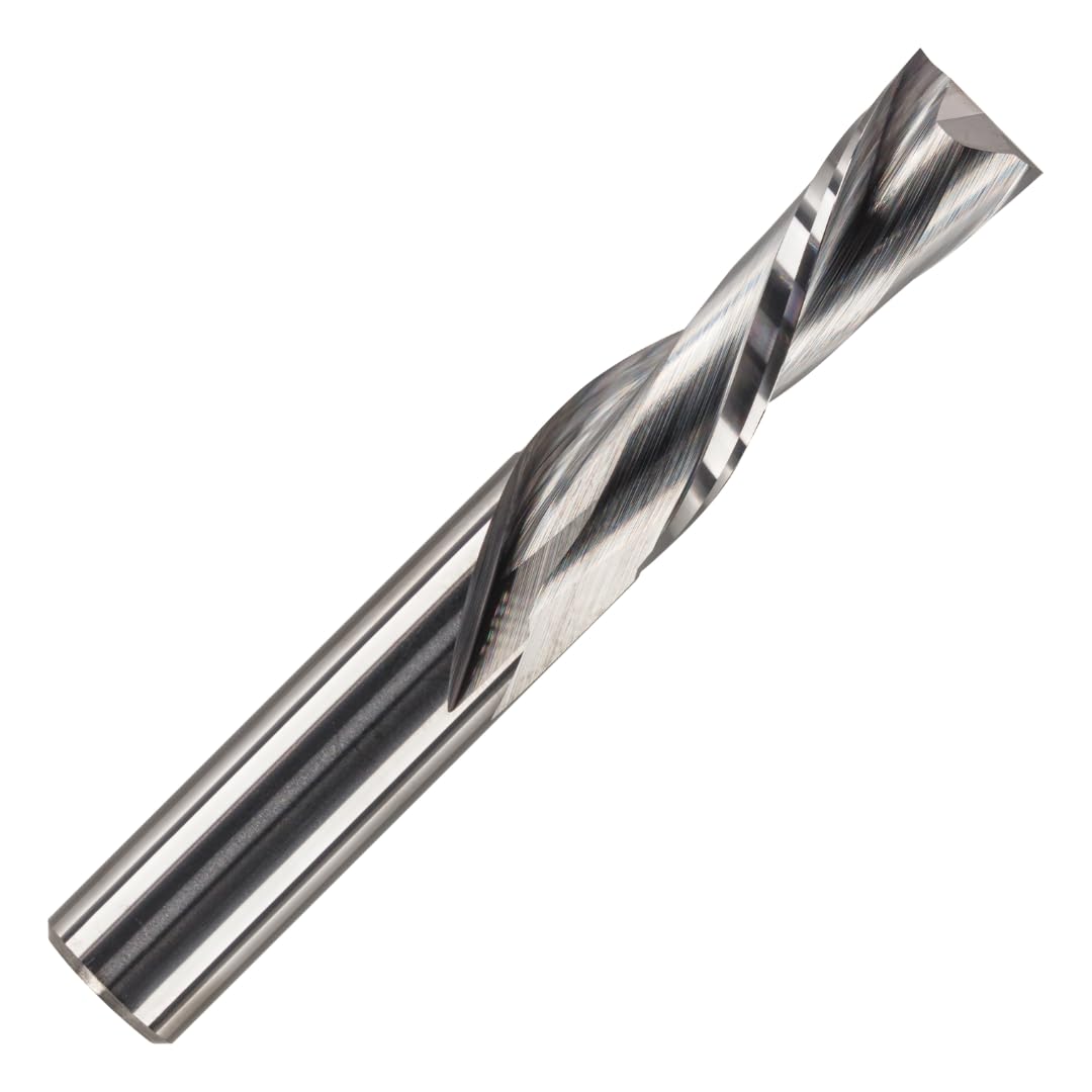 Rennie Tools - 12mm Cutting Diameter x 32mm Flute x 12mm Shank Solid Carbide Down Cut 2 Flute Spiral Router Bit / Cutter For Soft & Hard Woods, MDF, Laminated Plywood, Particle Board Etc.