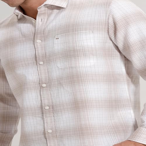 Image of BASICS Cotton-Linen Blended Men's Shirt | Slim Fit | Everyday Smart Casual Wear | Full Sleeve