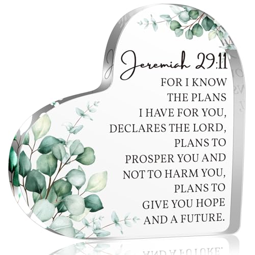 Christian Jeremiah 29:11 For I Know The Plans I Have For You Gifts for Women Inspirational Bible Verse Scripture Gifts for Mom Girl Female Coworker Sister Christian Desk Sign Decor for Home Office