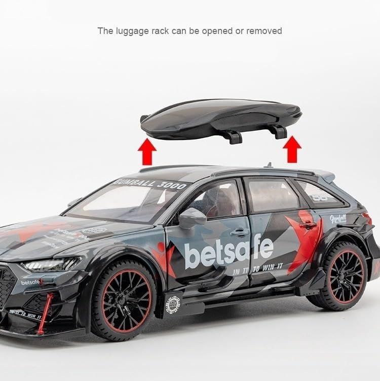 Image of Scale Exclusive Alloy Metal Pull Back | Die-cast Car Model with Sound Light Mini Auto Toy for Kids Metal Model Toy Car with Sound and Light (1:24 Scale adi RS6 Modified-L Blue)
