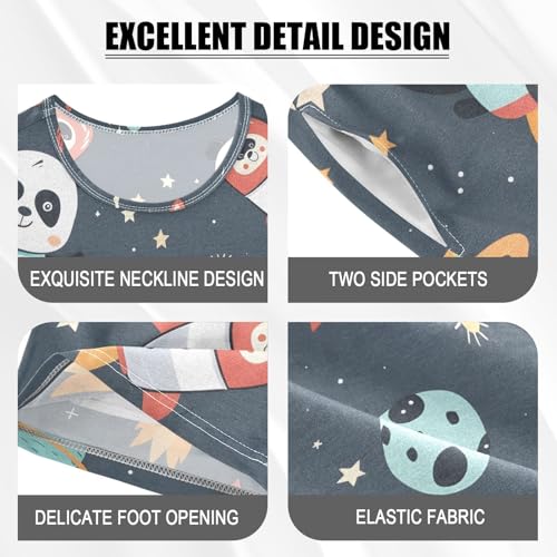 ALAZA Panda Outer Space Star Pajamas Short Sleeve 2 Piece Sleepwear Top and Bottom Pajama Set Unisex4