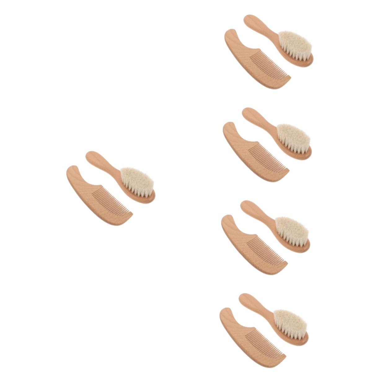 TOYANDONA 5juegos Cepillos Para Bebés De Madera Natural Peine y Cepillo Para Cuidado De Nacidos y Baño De Aseo