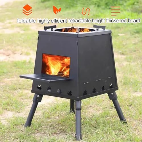 Stufa a legna portatile – Riscaldatore compatto da esterno per cucinare, barbecue, escursionismo, viaggi, picnic – Design efficiente per un uso versatile