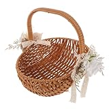 KITANDOVE Rattan Blumenkorb, Handgewebt, Einkaufskorb, Gemüsekorb, Obstkorb, Brotkorb, Party Brotkorb, Geflochtener Korb, Rattan Imitation, Geflochtener Gemüsebehälter