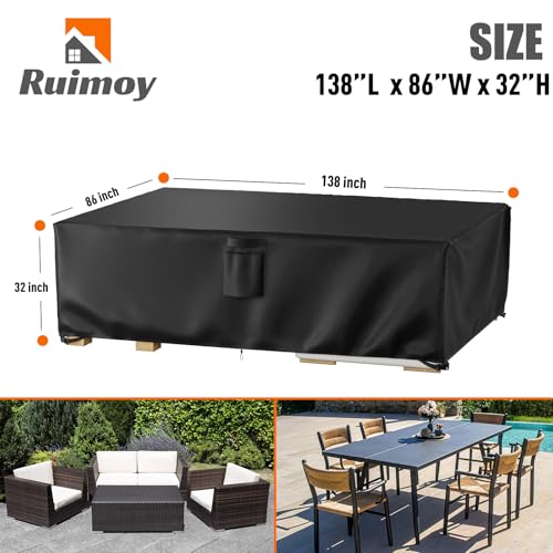 Image of Patio Furniture Covers, Outdoor Furniture Cover Waterproof, General Purpose, Outside Table and Chair Covers, Heavy Duty 600D (138 Inch L x 85.8 Inch W x 31.9 Inch H)