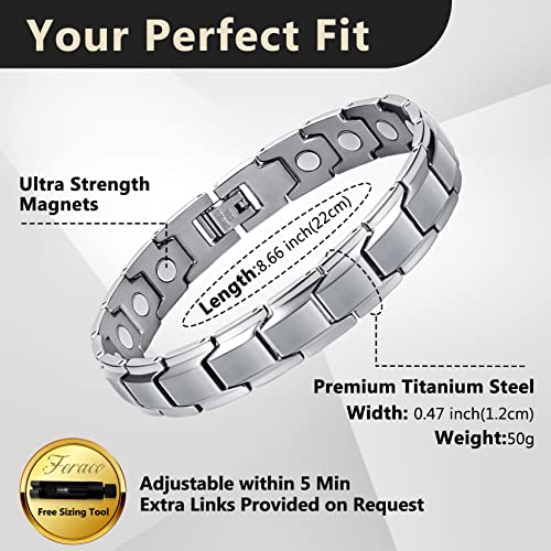 Image of Feraco Mens Magnetic Bracelet,Titanium Steel Magnet Bracelets