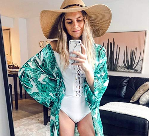 Soul Young Women's Floral Kimono Cardigan Swimsuit Beach Cover up with Open Front Dress Beachwear for Summer3