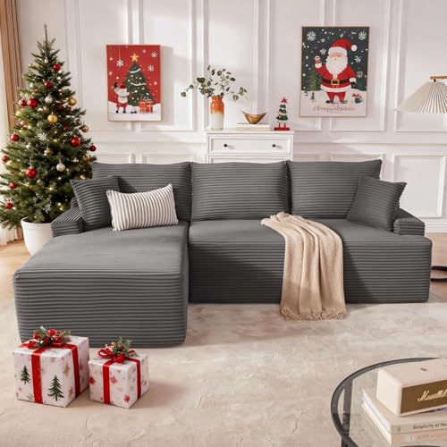 10 Best Comfiest Couches under $500 for Stylish and Cozy Living Rooms 4 Mangodan Cloud Sectional Couch, Boneless Sofa for Living Room, Fluffy Comfy Couch with Deep Seat, Modular Sectional Sofa with L-Shaped Chaise, No Assembly Required, Dark Grey