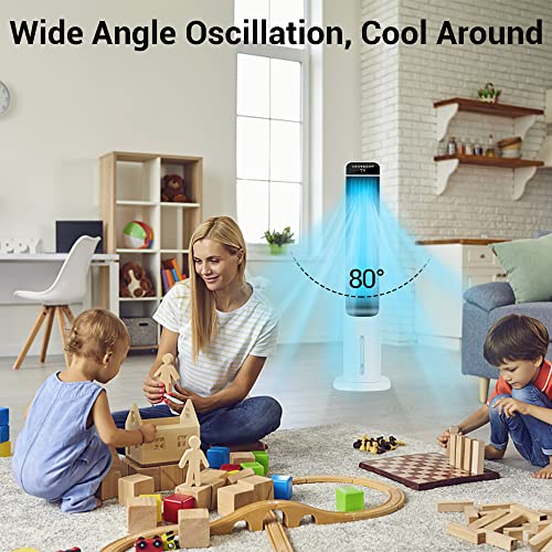 Image of Uthfy 34 inch Portable Air Conditioner, Evaporative Air Cooler, Cooling Fans That Blow Cold Air, Remote, 12H Timer, 4 Ice Packs, Dual Water Tank
