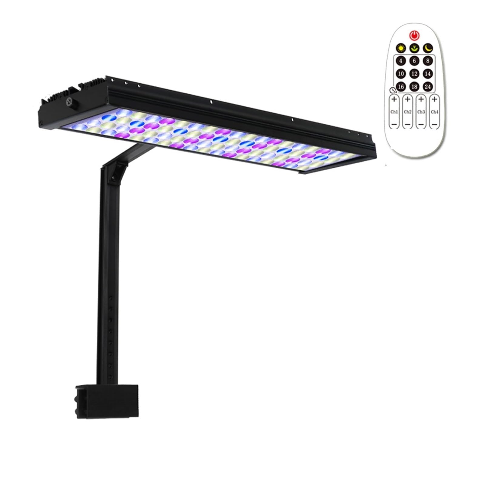 Oświetlenie rafowe LED, 60cm/120cm oświetlenie do akwarium z pełnym spektrum światła dla roślin wodnych zegarem Sunrise Sunset LED lampa High Power(1 lamp with arm kit)