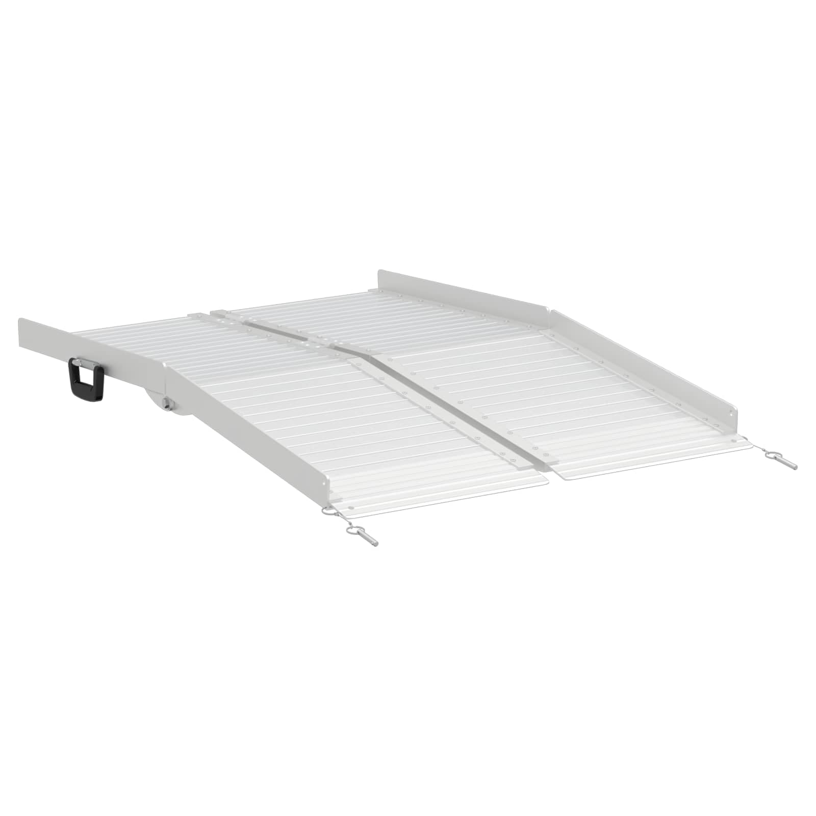 Rampa plegable de aluminio para silla de ruedas, 122 x 73 cm, carga de 270 kg, rampa móvil para silla de ruedas, andador, jardín y exterior, color plateado