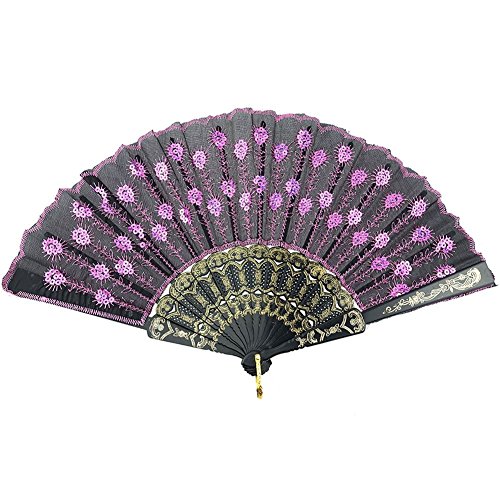 HLJgift Folding Hand Held Fans Bulk for Women Pack of 10 Mixed Color - Thumbnail 2