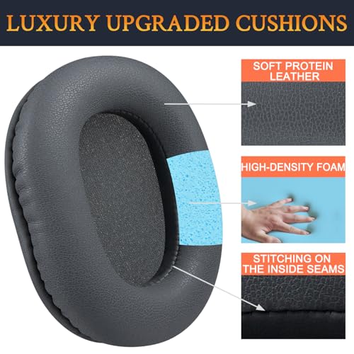 Image of SOULWIT Earpads Replacement for Audio Technica ATH M50X M50XBT M50RD M40X M30X M20X MSR7 SX1 Monitor Headphones, Ear Pads Cushions with Softer Protein Leather, High-Density Foam - Grey