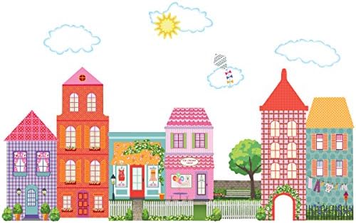 Large Dollhouse Town Wall Decals Removable, Eco-Friendly Repositionable Fabric Wall Stickers