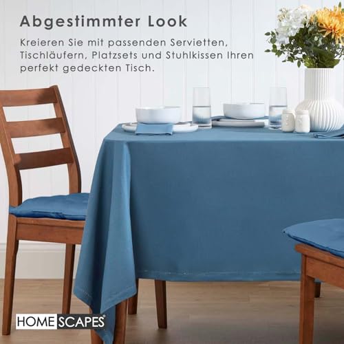 Homescapes Blaue Tischdecke mit Hohlsaum aus 100% Baumwolle 137x137 cm, Tischtuch quadratisch, waschbar & pflegeleicht – Ansicht 8