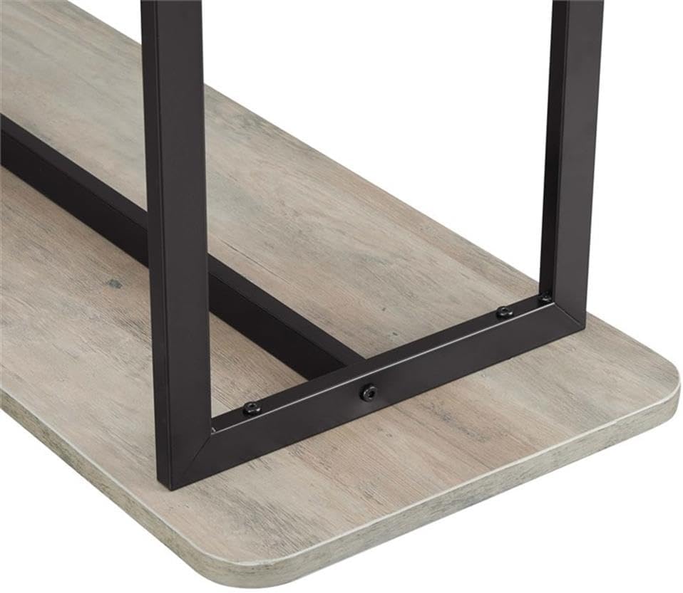Pemberly Row Contemporary Side Table Console, 70.87 x 22.64 x 13.98 in, Engineered Wood Top, Gray/Black Finish, Two-Tier Design, Carbon Steel Legs, Living Room or Entryway Display and Storage