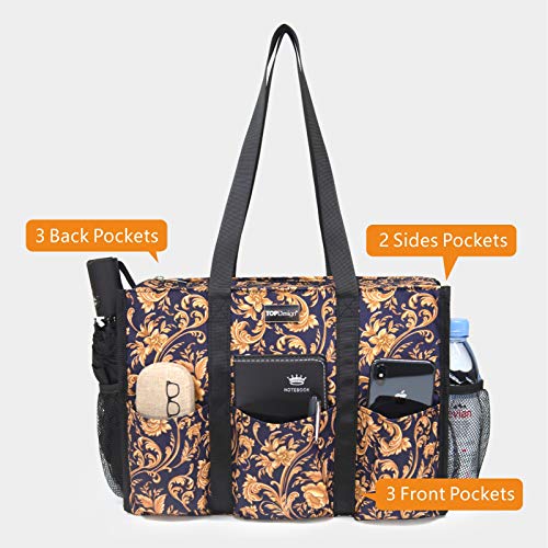 Image of TOPDesign Utility Water Resistant Tote Bag with 13 Pockets, Top Zipper Closure & Thick Bottom Support, for Working Women