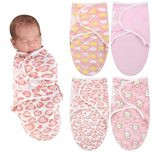 Image of Newwiee 4 Pcs Preemie Baby Swaddle Wrap Adjustable Cotton Preemie Swaddle Blanket for Newborn Boys Girls(Classic Style,Fit for Preemies)