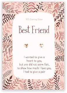 Rose gold heart stud earrings for Best Friend | sentimental inspirational gift for cheer up women | present birthday or christmas uk | her girls woman