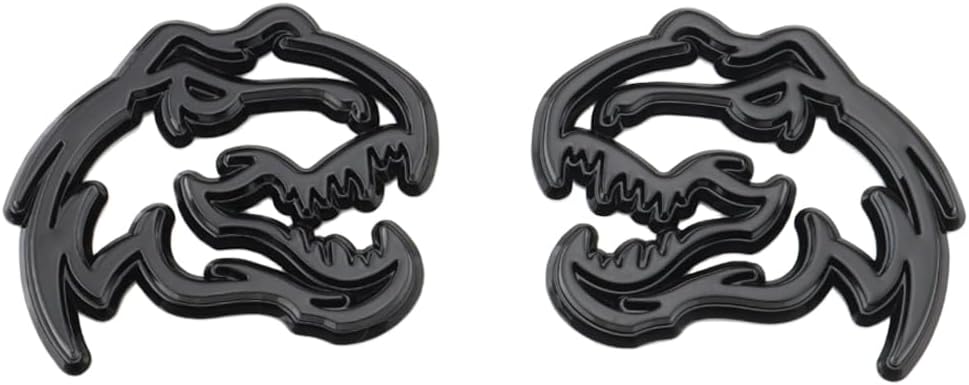 Pair Custom Dinosaurs New T-Rex Emblem 3D Car Right Left Badges Replacement for TRX Ram 1500 Charger Challenger Silverado F150 Sierra (Black)