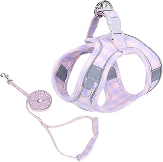 Patgoal Puppy Harness, Cat Harness and Leash for Walking Escape Proof, Small Dog Harness and Leash Set No Pull, XS Dog Harness with Reflective Strap, Soft Padded Vest Harness for Puppies (M, Purple)