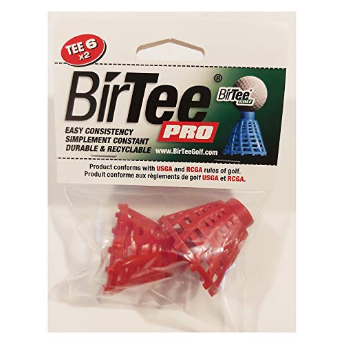 BirTee Pro Golf Tees - Size #6 (1 1/2") Individual Size Pack - 2 Tees Per Pack. Winter/Mat/Simulator Tees (Red)