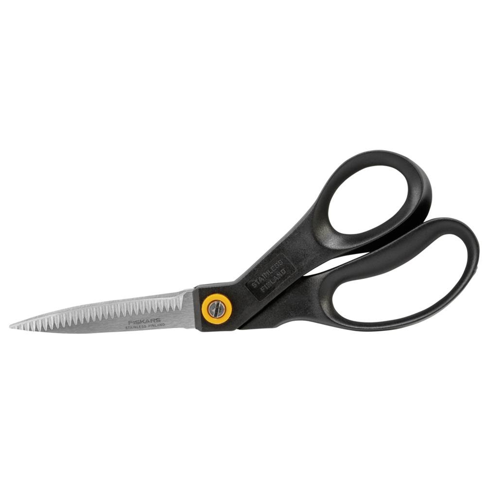 Fiskars Forbici per fiori con lama dentata, Lunghezza: 19 cm, Lame in acciaio inossidabile/Impugnature in plastica, Nero/Arancione, S28, 1001544