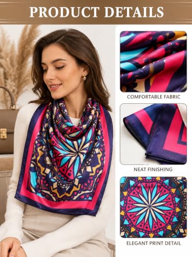 Image of Ravaiyaa - Attitude is everything Women Printed Silk Bandana 21 x 21 Inch Square Headband & Hair Wrap, Soft & Versatile | Fashion Neck Wrap