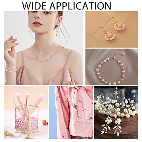PH PandaHall 200pcs 8mm Pink Glass Pearl Beads Satin Luster Craft Pearl Bead Eco-Friendly Dyed Round Loose Spacer Beads for Earring Bracelet Necklace Jewelry Making Breast Cancer Awareness Bracelet - Image 4